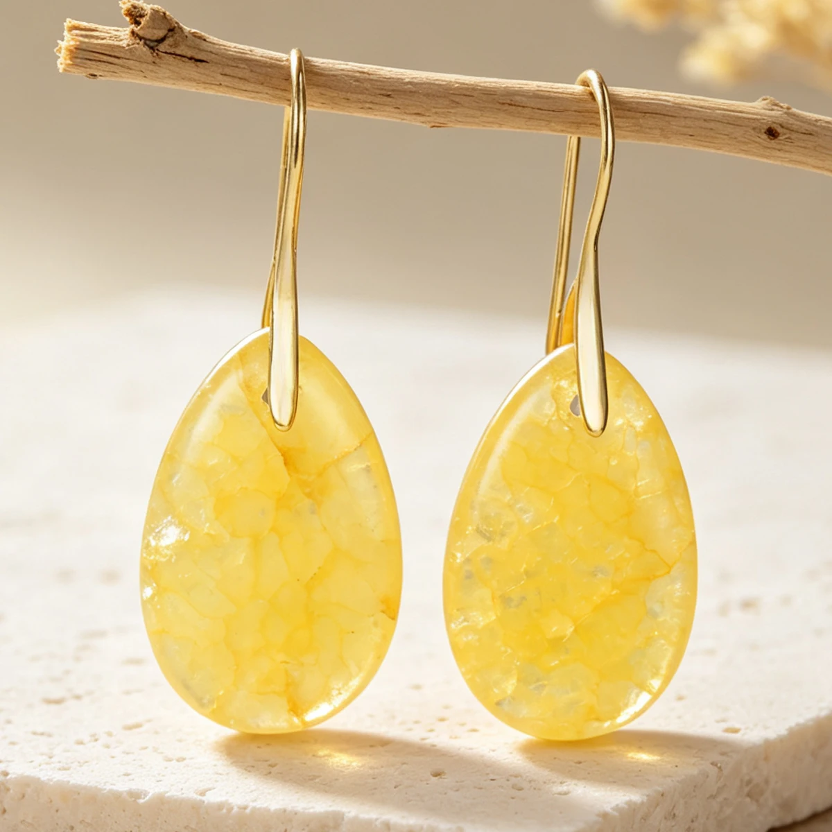 Natürliche Citrin-Ohrringe im Bohemian-Stil, Wassertropfen-Anhänger-Ohrringe, Modische und Einfache Accessoires für Frauen – Detail 8