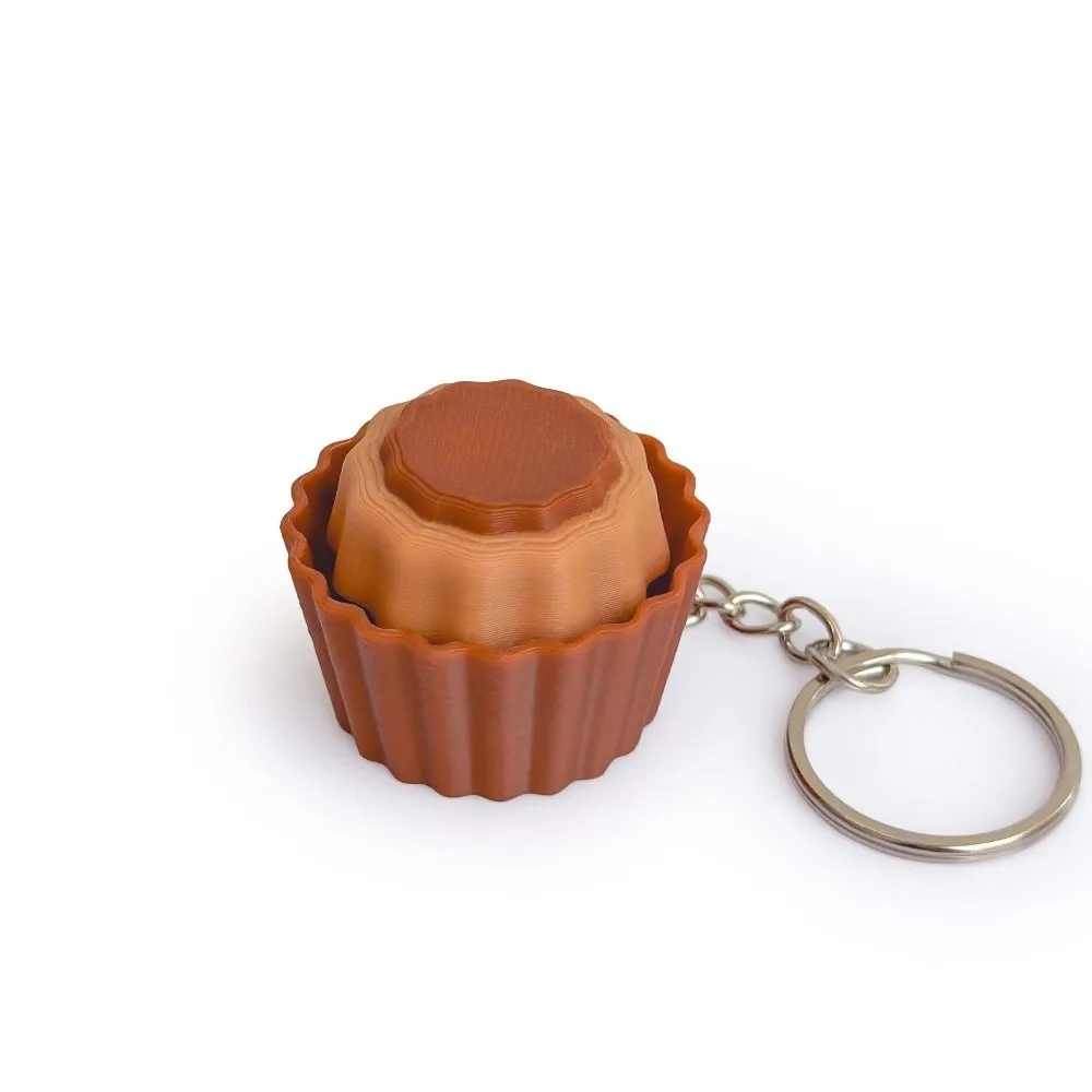 3D Printed Cake Clicker Key Chain Mini Cartoon Pendant Sensory Clicker Biscuit Simulation Foods Button Dessert Key Ring