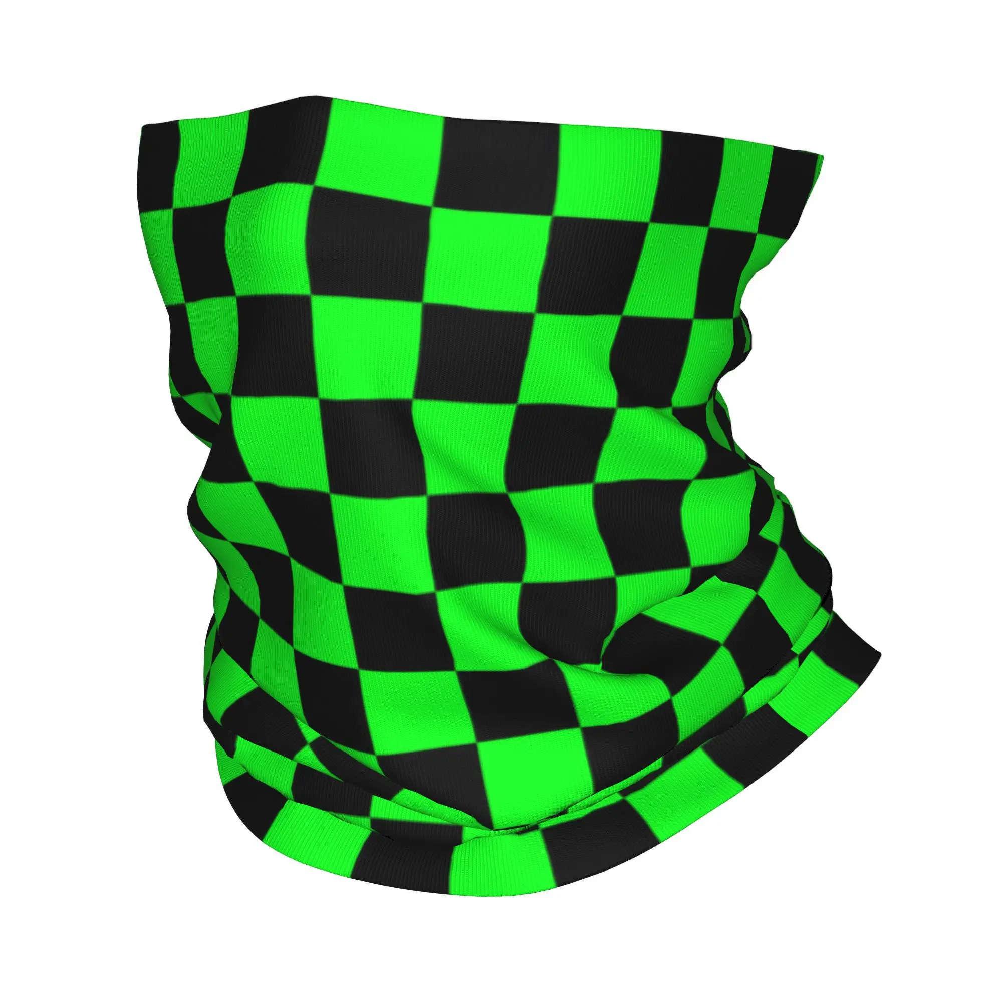 Green and Black Checkered Pattern Bandana Neck Gaiter Printed  Balaclavas Mask Scarf Headwear Riding Unisex Adult Windproof