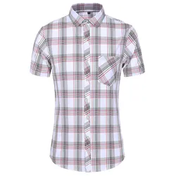 New Fashion Plaid Shirt Men Summer Casual Short Sleeve Shirts Mens Plus Size Beach Hawaiian Tops Blouse Male 5XL 6XL 7XL