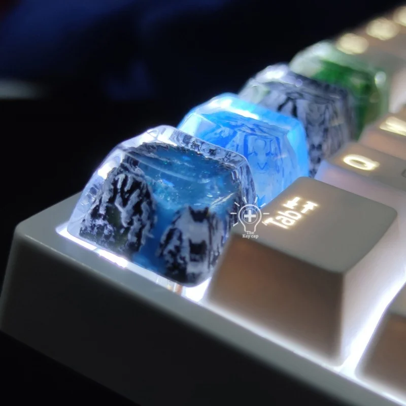 New Mechanical Keyboard Keycap Snow Mountain Mount Fuji Volcano Resin Keycap Personalized Sa Height Cross Hole Translucent