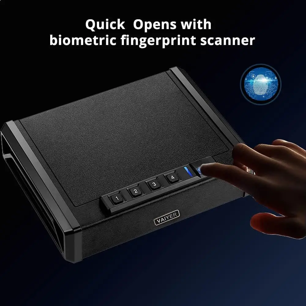 Cassaforte per pistola biometrica con accesso alle impronte digitali e tastiera per un archiviazione sicura di pistole