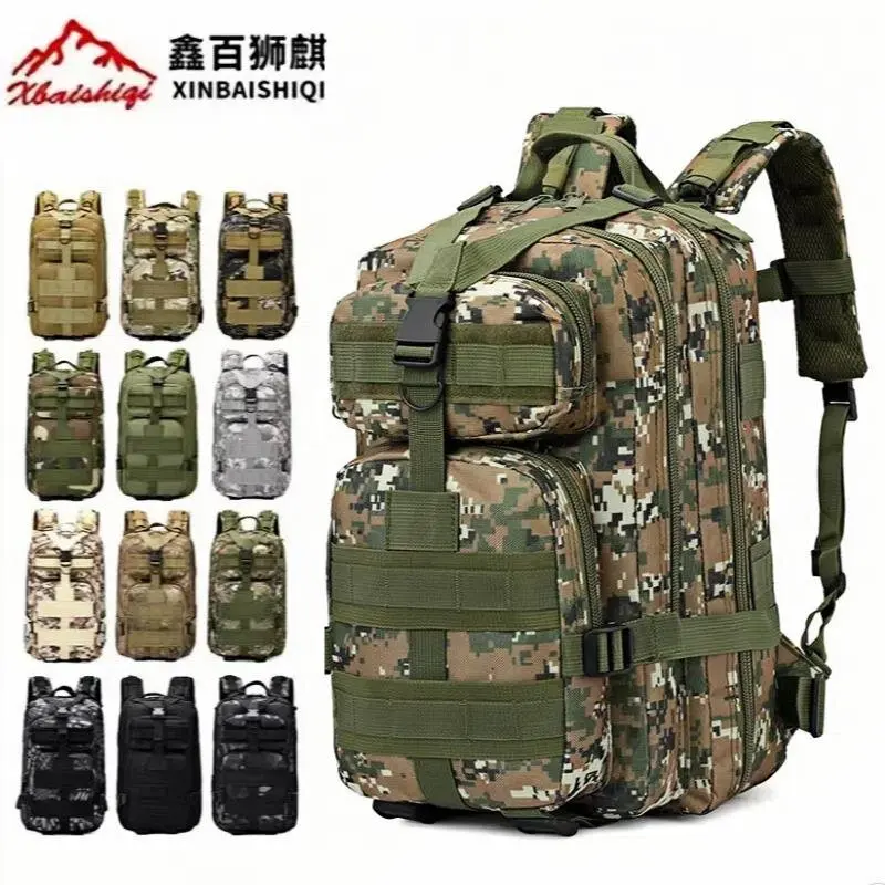 Outdoor Tactical Camouflage Backpack Small 3P Double Shoulder Bag Waterproof Hiking Camping Traveling Cycling Mountaineering