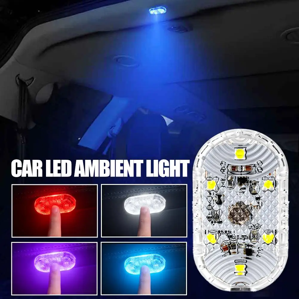 Car Interior Ceiling Lamp Roof Dome Light Wireless LED Rechargeable Ambient Lighting Touch Control Car Interior Reading Light