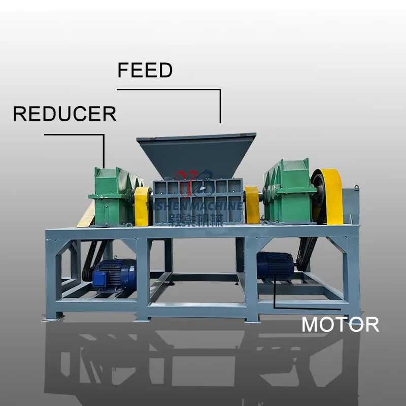 Double Shaft Tire Shredder Machine for Waste Plastic Rubber Recycling Heavy Duty Automatic Crusher for Car Scrap Metal