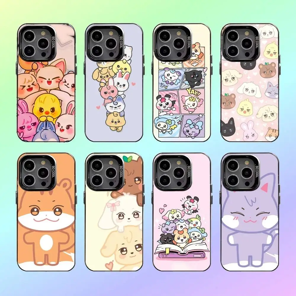 

Cute A-ANITEEZ Phone Case For iPhone17,16,15,14,13,12,11 Plus,Pro Max Colorful Silver Back Phone Case