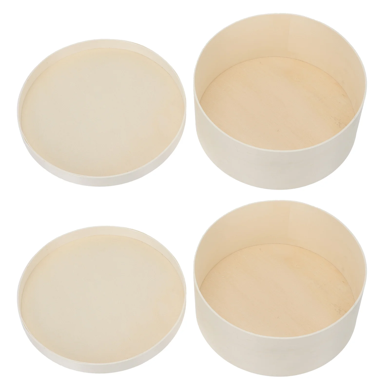 2 PCS Cheesecake Box Food Case Sandwich Container Mini Wooden Round Chiffon Basque Holder Dessert Containers