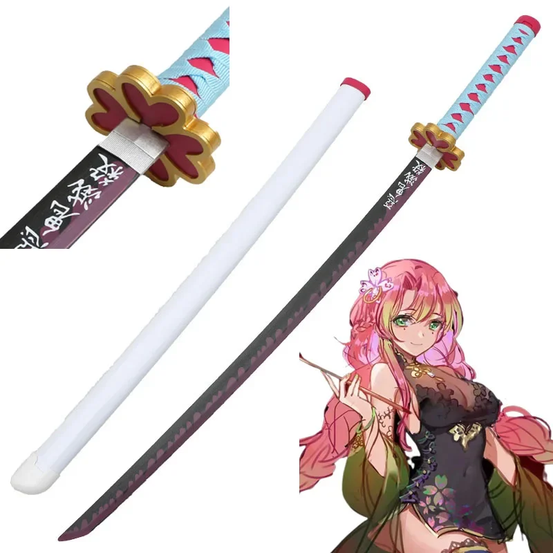 Cosplay Anime Kanroji Mitsuri Sword Weapon Role Playing Agatsuma Zenitsu Sword Wood Model 104cm Katana