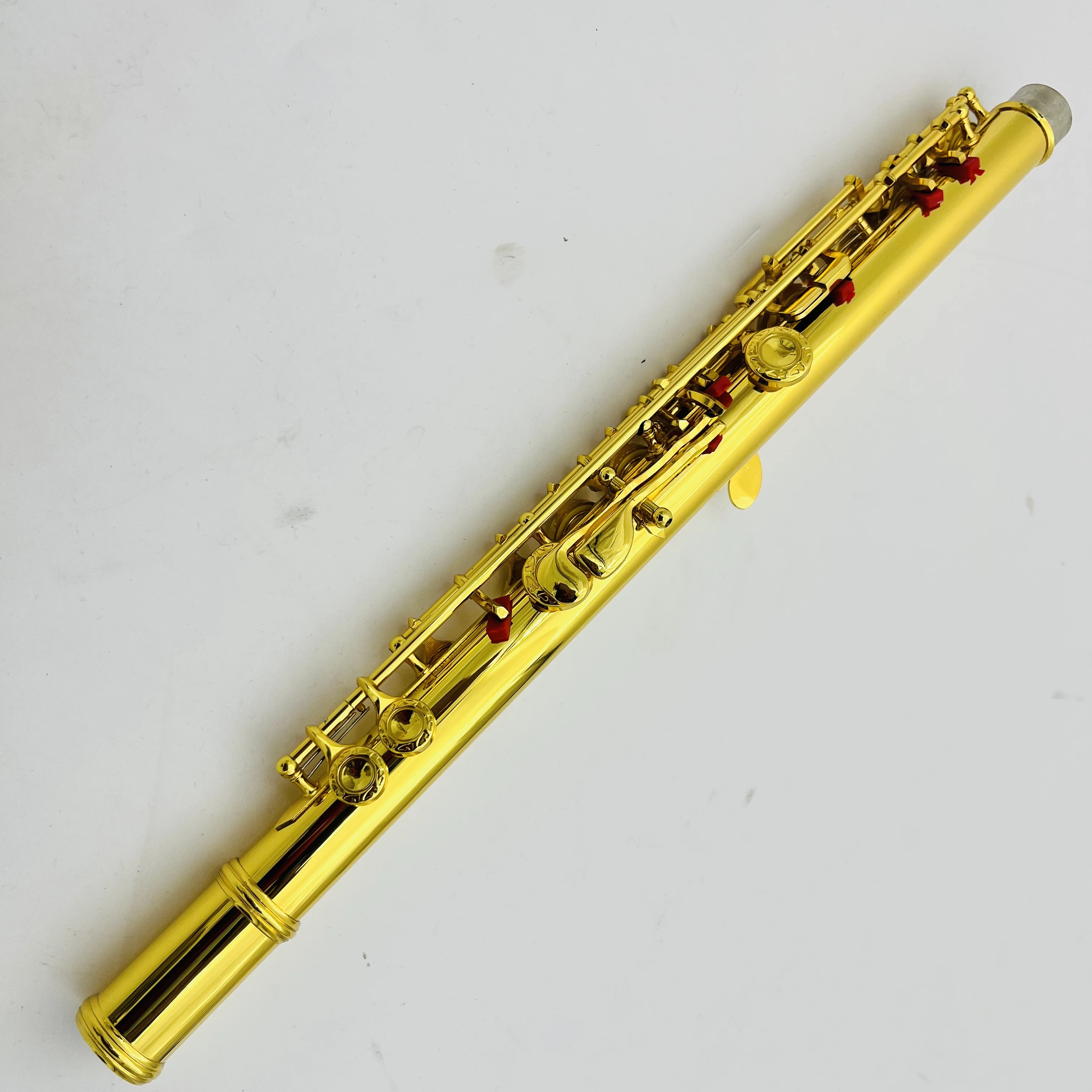 Real Pictures Flute C Tune 17 Keys Open Holes Gold-Plated Carved Key Musical Instruments With Case Free Shipping