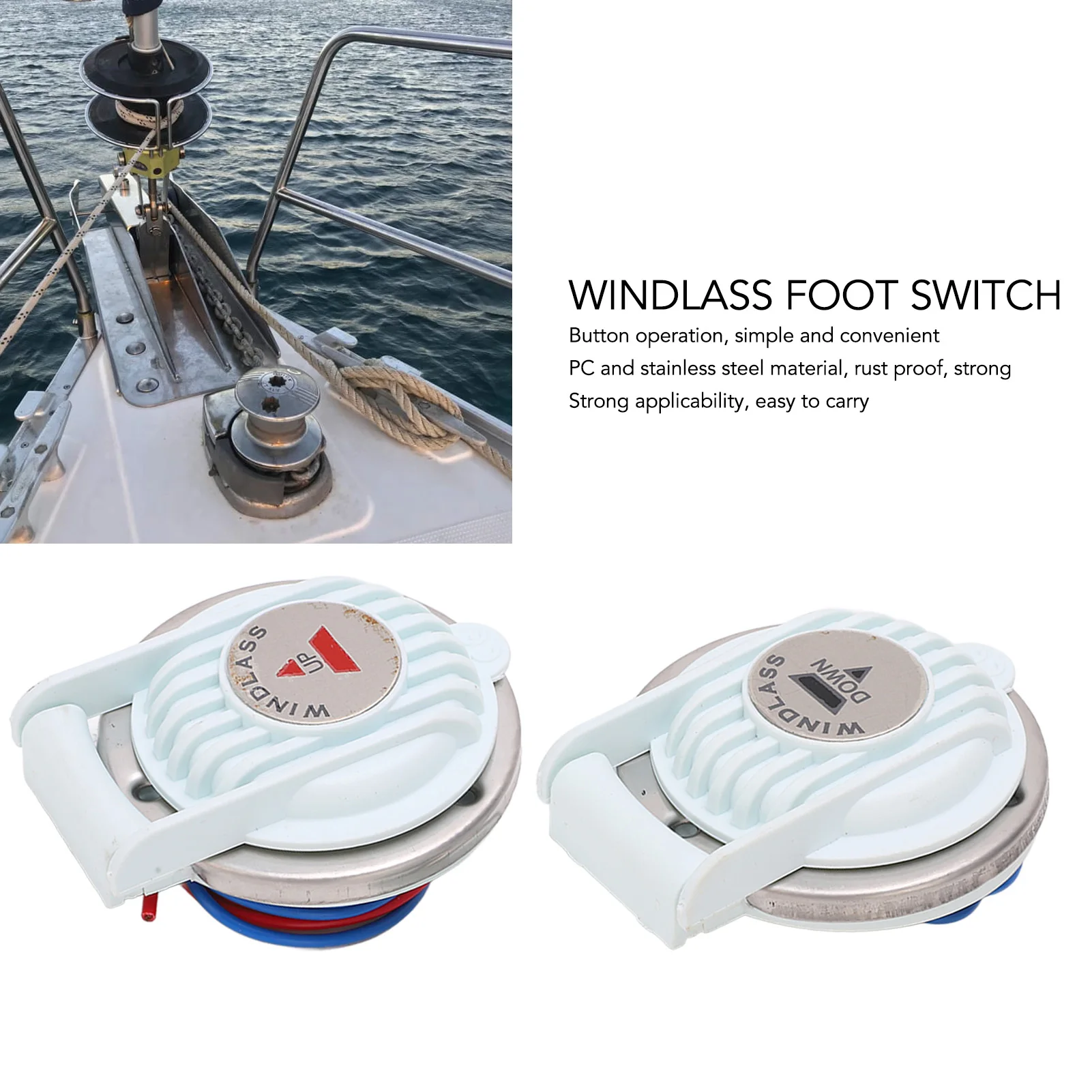 2PCS Windlass Foot Switch Rust Proof Windlass Up and Down Foot Switches for Boat