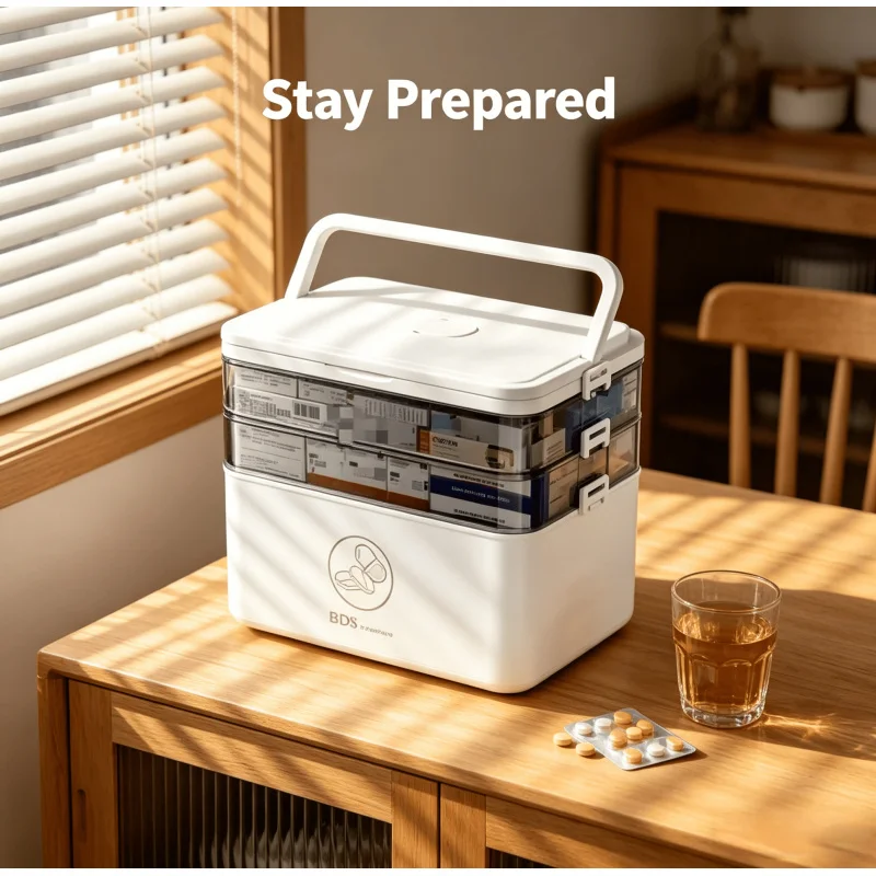 Home Household Family Emergency First Aid Kit – Large Capacity Portable Medical Box, Multi Layer Drug Storage for Home Use