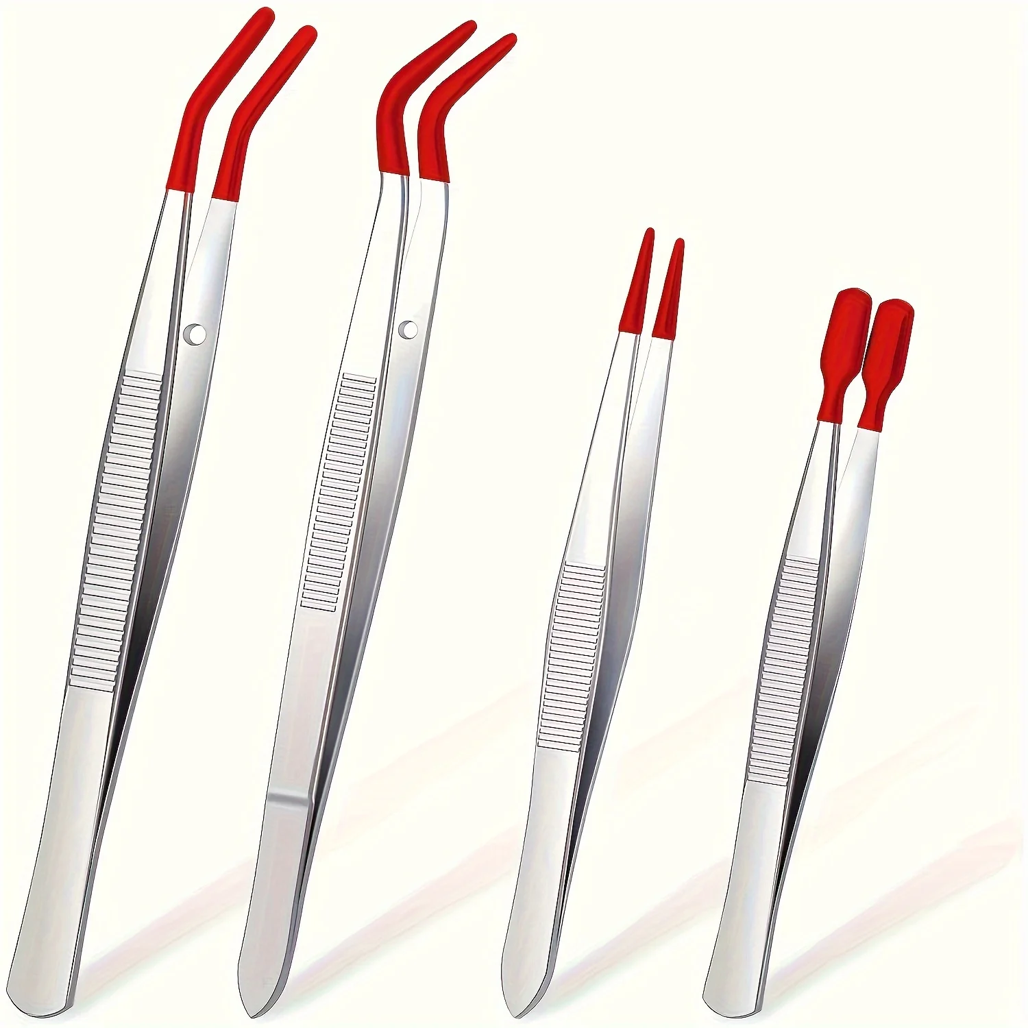 

4pcs Set of Stamp Tweezers with Rubber Tips Stainless Steel Clip Industrial Jewelry, Craft Tools, Coins, Stamp Christmas Gift