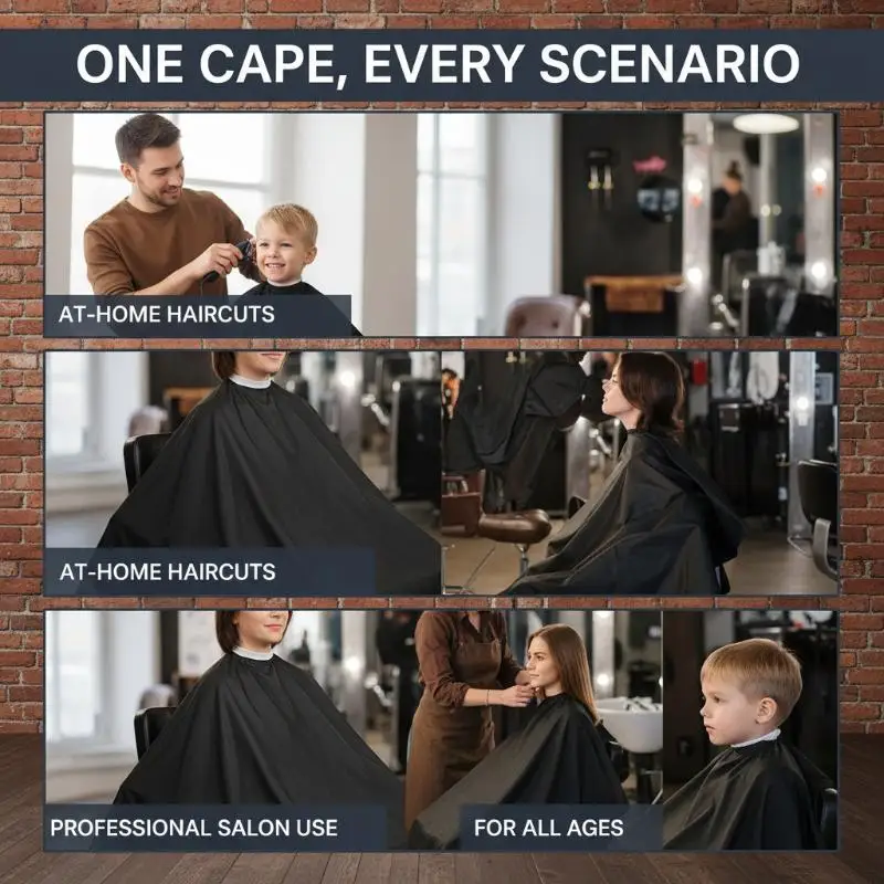 Black Hair Cutting Cape Waterproof Adjustable Barber Cape for Professional Salon Personal Home Use