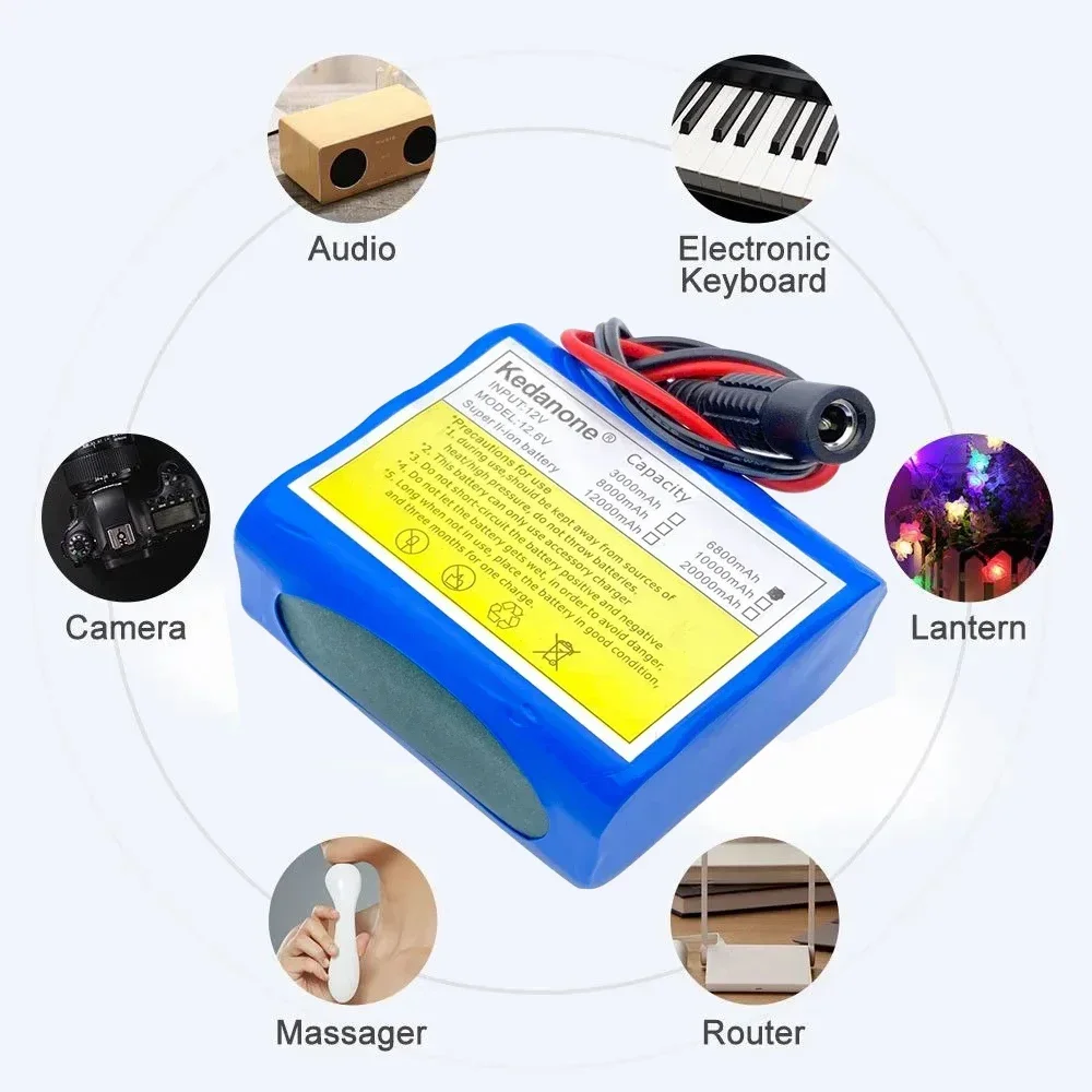 

12V Li-ion Batteries for Monitoring router, spray, solar lamp, with 12.6V Charger BMS Lithium Battery Packs,Gift charger