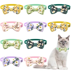 50/100Pcs Dog Bowties Daisy Flower Dog Bows With Adjustable Bows Pet Cat Grooming Bows Accessories Small Marguerite Dog Bow Ties