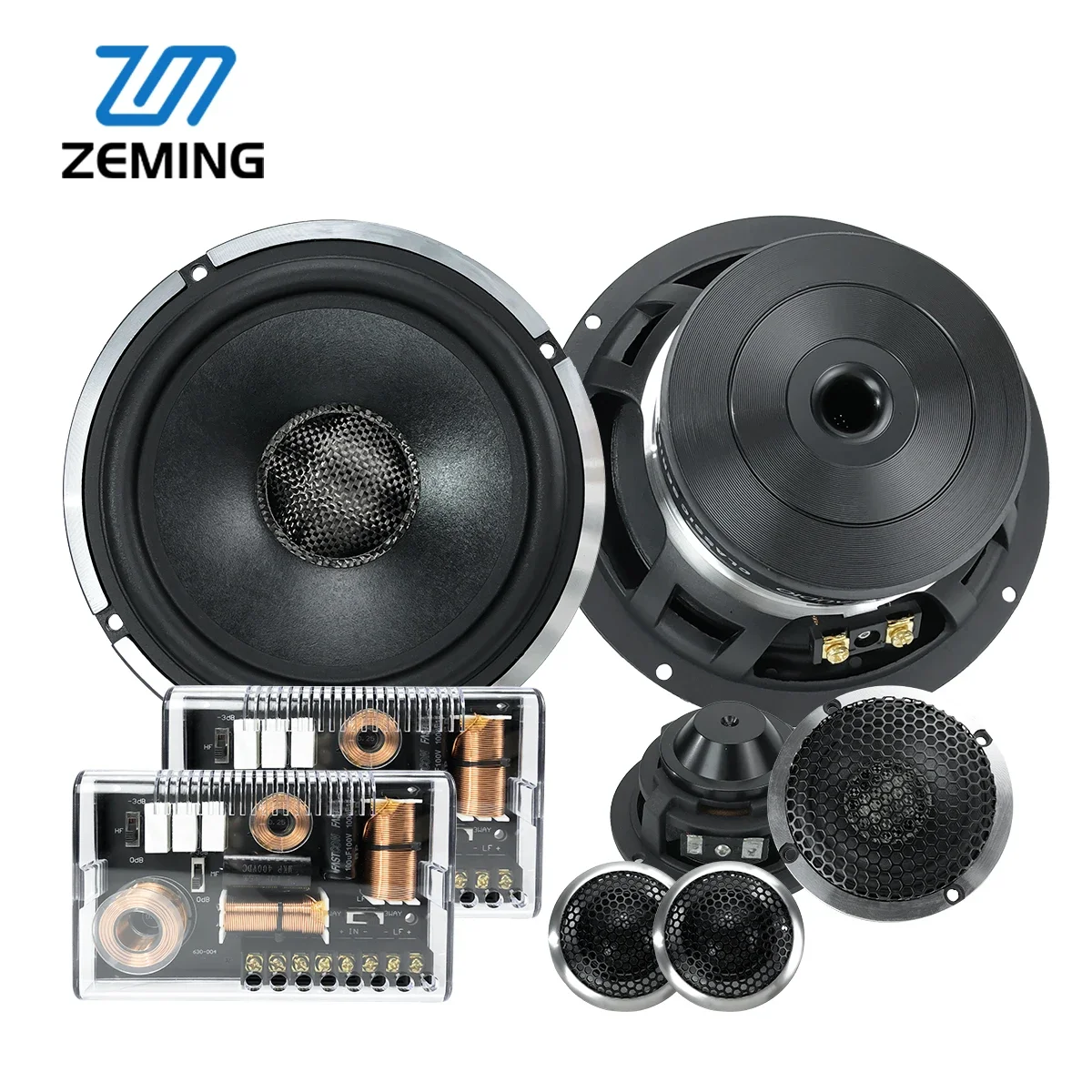 Zeming car 6.5'' component speaker RMS 200w 3 way component car audio speakers