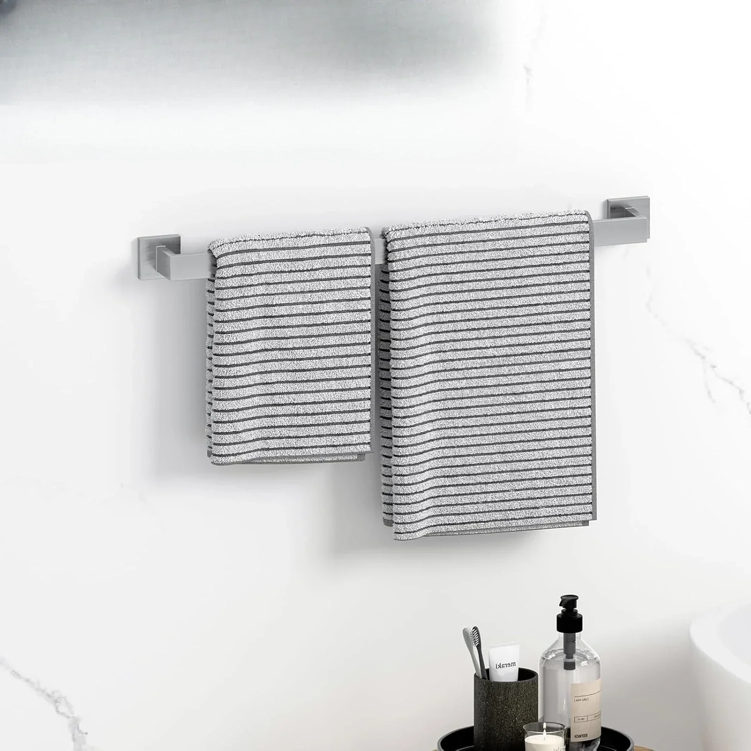 

[XMSJ] Набор аксессуаров для ванной комнаты из матового никеля, 20 предметов, набор вешалок для банных полотенец 23,6 дюйма, набор фурнитуры для ванной комнаты из нержавеющей стали