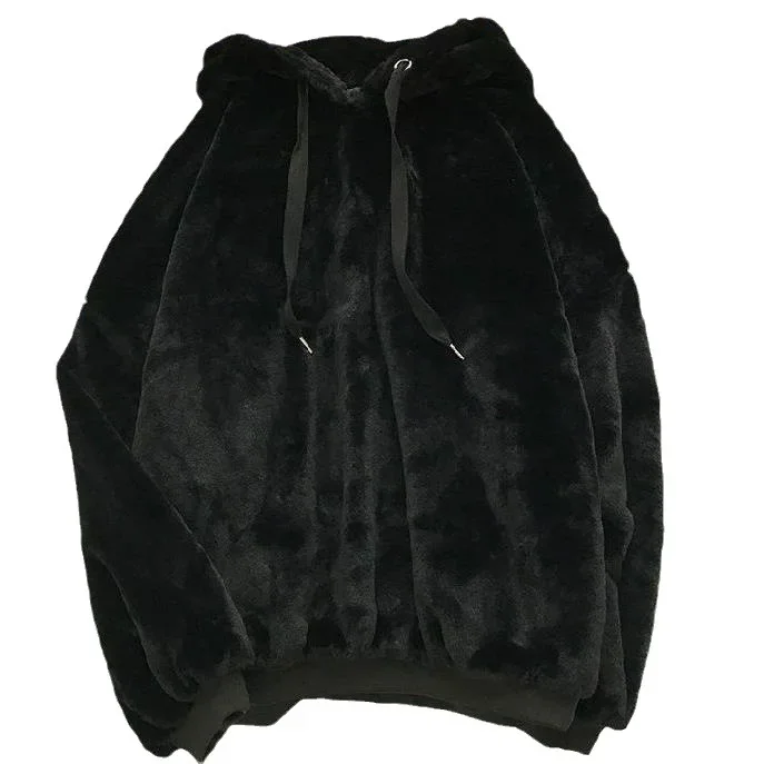 الخريف الشتاء الصوف مبطن مقنعين البلوز للرجال العصرية فضفاضة تناسب طويلة الأكمام الدافئة أفخم سترة الخمول نمط أعلى مشهد غير رسمي #5