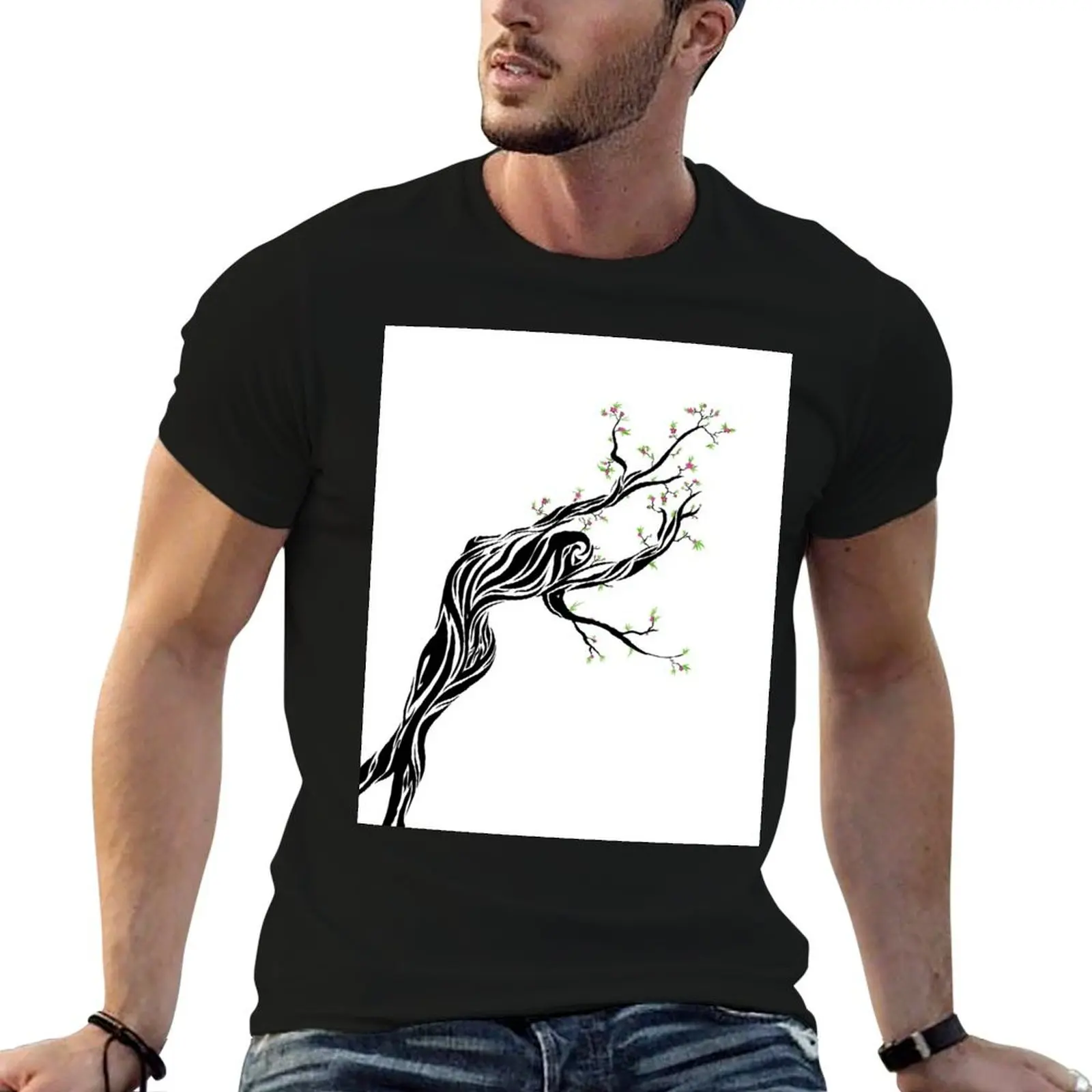 Dancing Tree in Spring West T-Shirt Big and Tall Crew Neck Tee