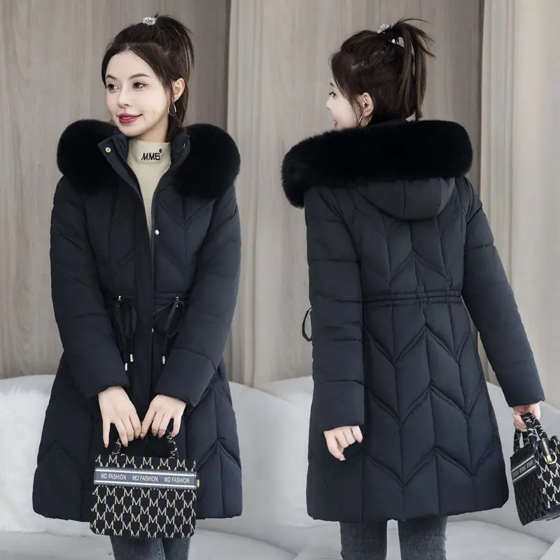 Women's Winter Autumn Coat Cotton Coat Fur Collar Warm Thicken Parkas Simple Comfortable Casual New Soft Niche Versatile Skinny