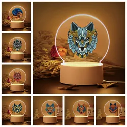 1 pc hot wolf 3D Led Night Lamp Usb Indoor Lighting Gifts