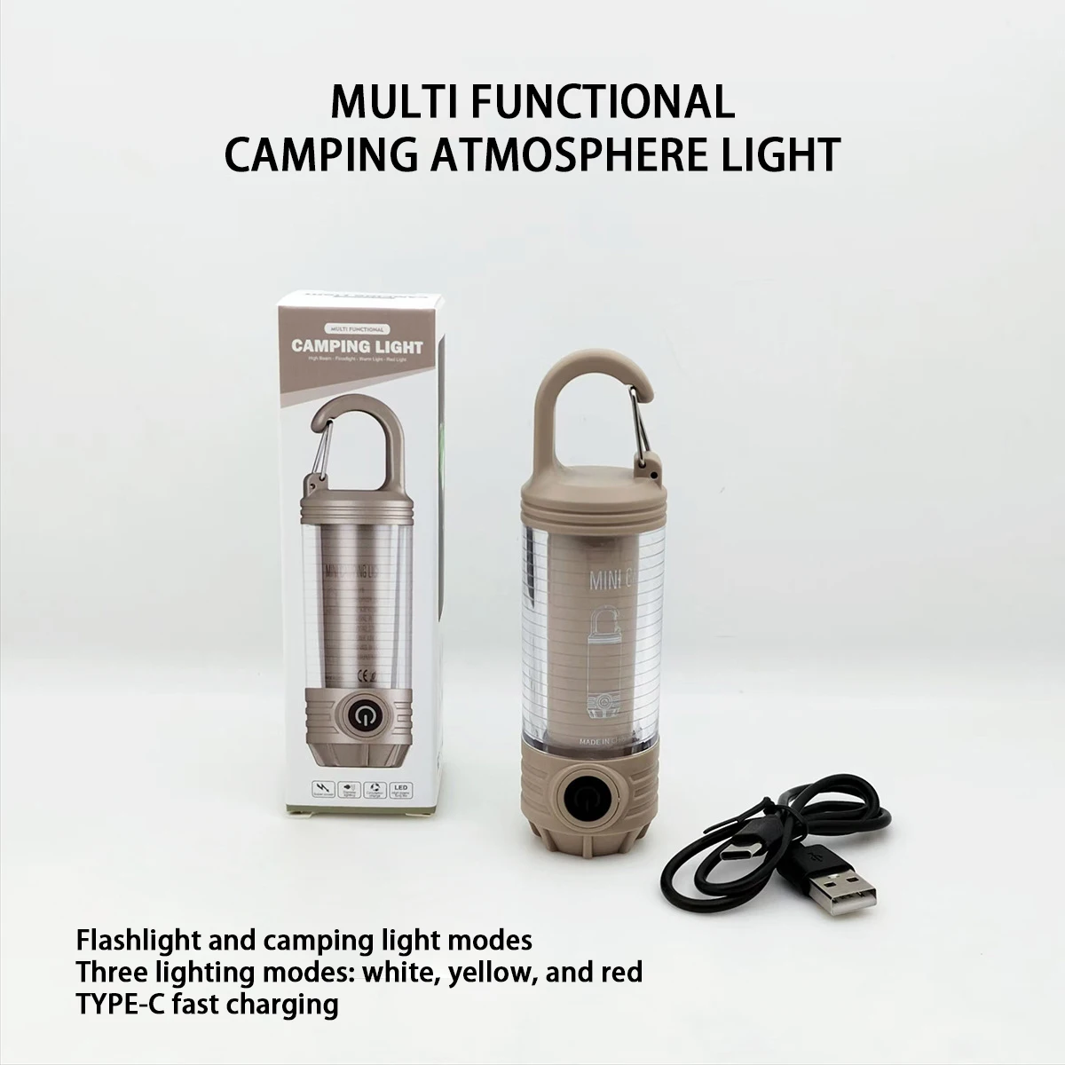 Luce da campeggio esterna a LED Luce da campeggio multifunzionale TYPE-C Luce notturna portatile ricaricabile Luce da viaggio impermeabile