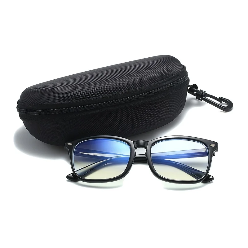 12pcs/1pcs Black Portable Zipper Carabiner Sunglasses Case Protector Box Hard Eye Glasses Case Travel Pack Glasses Case