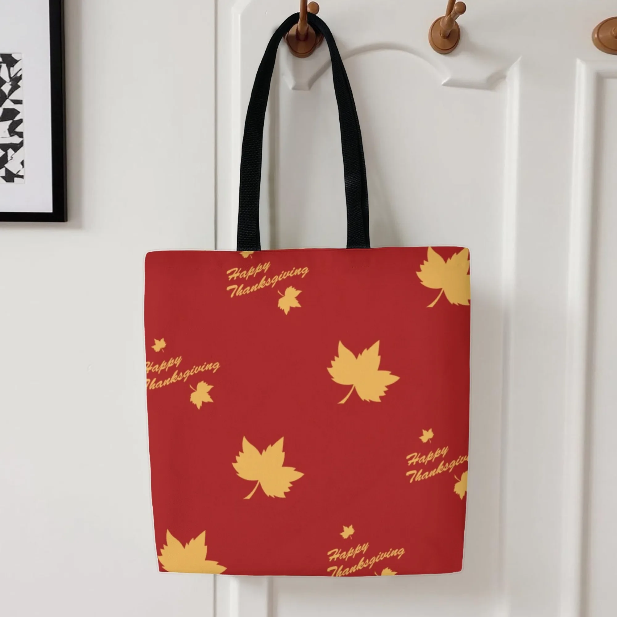 صديقة للبيئة الشكر القيقب قماش حمل حقيبة حمراء احتفالية التوضيح الكتف المرأة قابلة لإعادة الاستخدام التسوق مثالية لمستخدمي البيئة #5