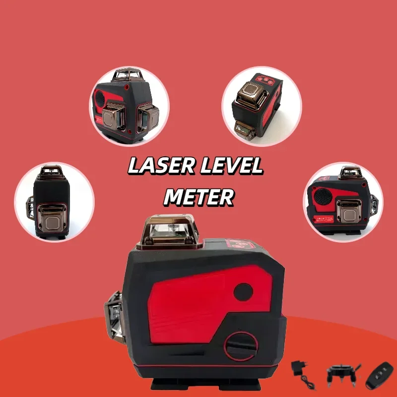 360° Horizontal And Vertical Cross Self-Leveling Tool 6 Lines Green Light Meter Horn Function Laser Level For Milwaukee Battery