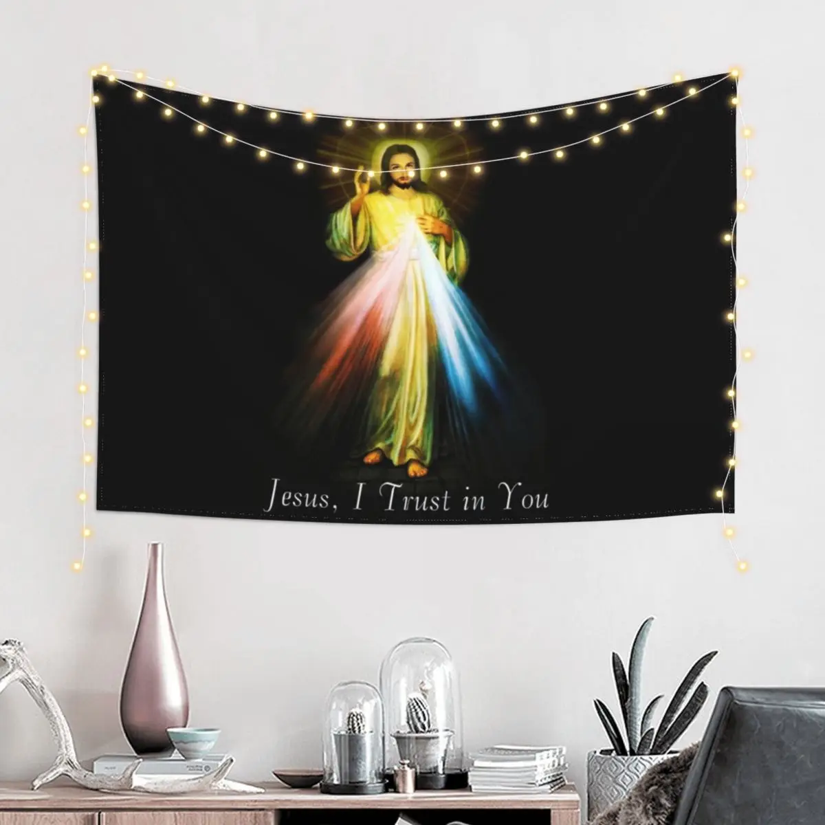 Jesus Divine Mercy Faustina Sacred Heart Catholic Tapestry Decor Home Bedrooms Decor Tapestry