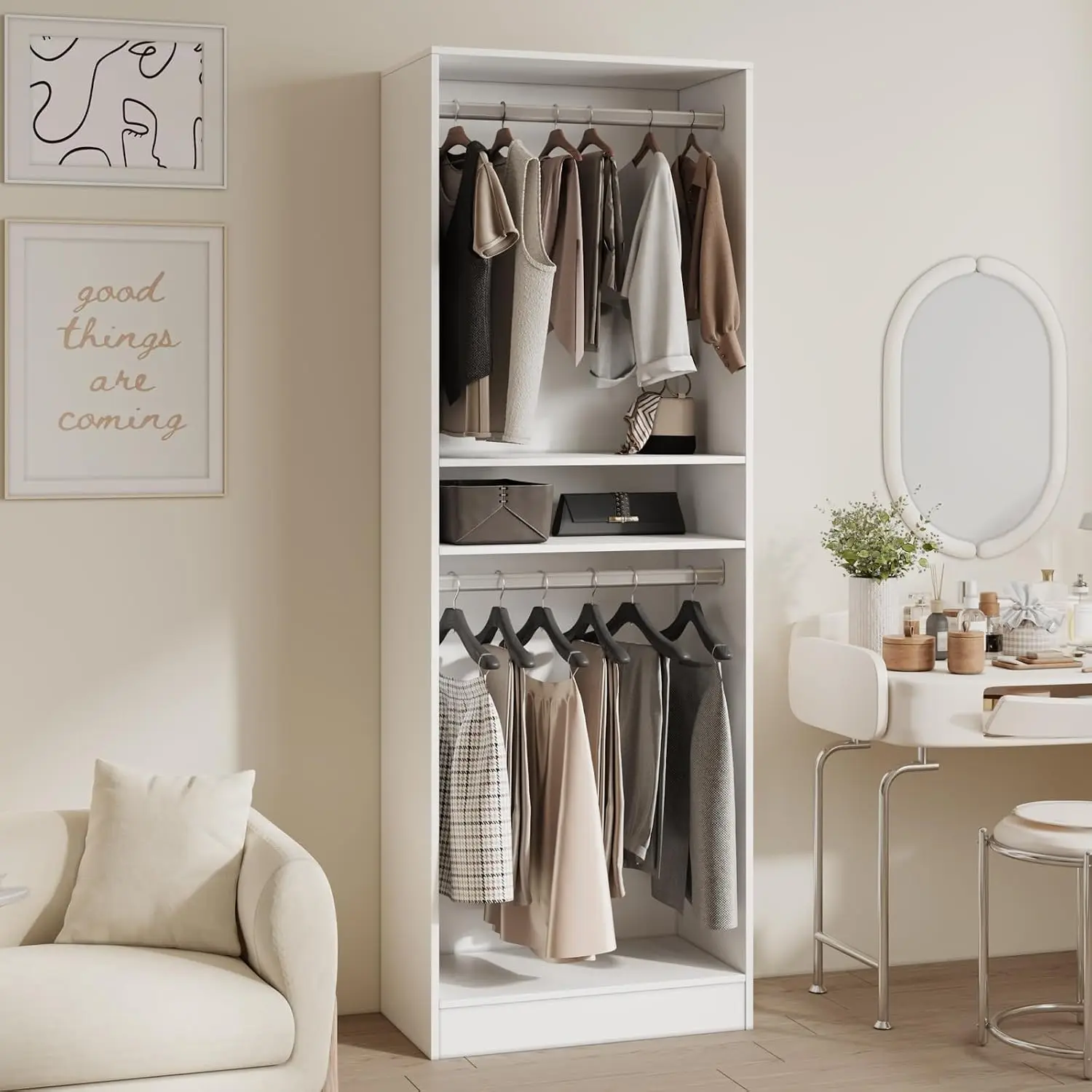 Aliexpress 25'' Freestanding Closet Wardrobe Tower Shelves 2 Rods Modular Expandable Organizer Clothes Rack Small Closet, Customized - Aliexpress Deal