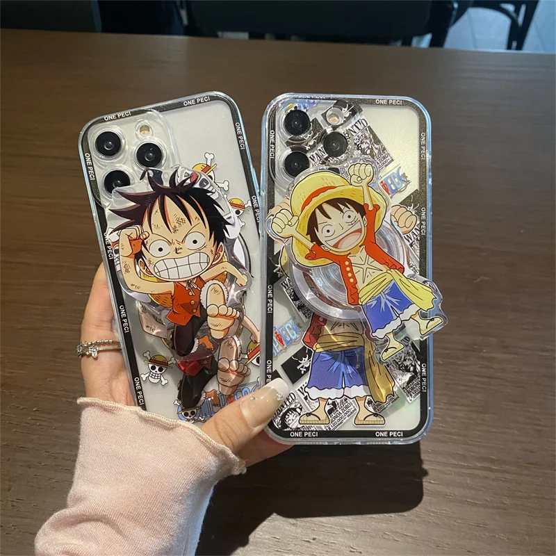 Милый мультяшный чехол O-One Piece Luffy Zoro Magsafe с беспроводной зарядкой для iPhone 11, 12, 13, 14, 15, 16 Pro Max, магнитный держатель с 3D аниме