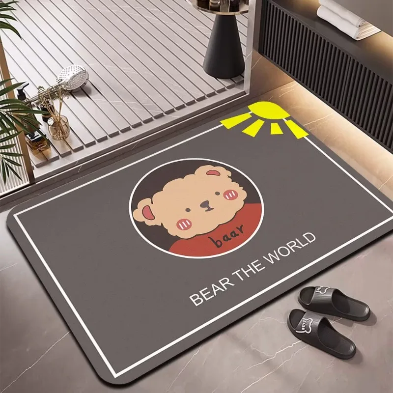 Toilet floor mat, water-absorbing and non-slip bathroom,bathroom,bathroom door,diatom mud, dirt-resistant quick-drying floor mat