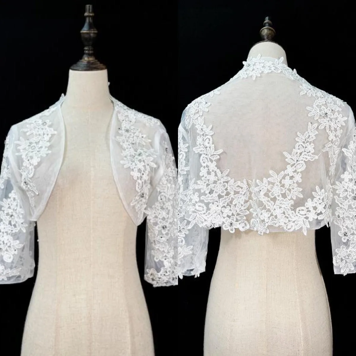 Elegant-bolero-de-mariage-pour-la-mariee-manches-3-4-dentelle-transparente-appliques-de-perles-cape-ouverte-sur-le-devant-pareo-de-mariee-personnalisable