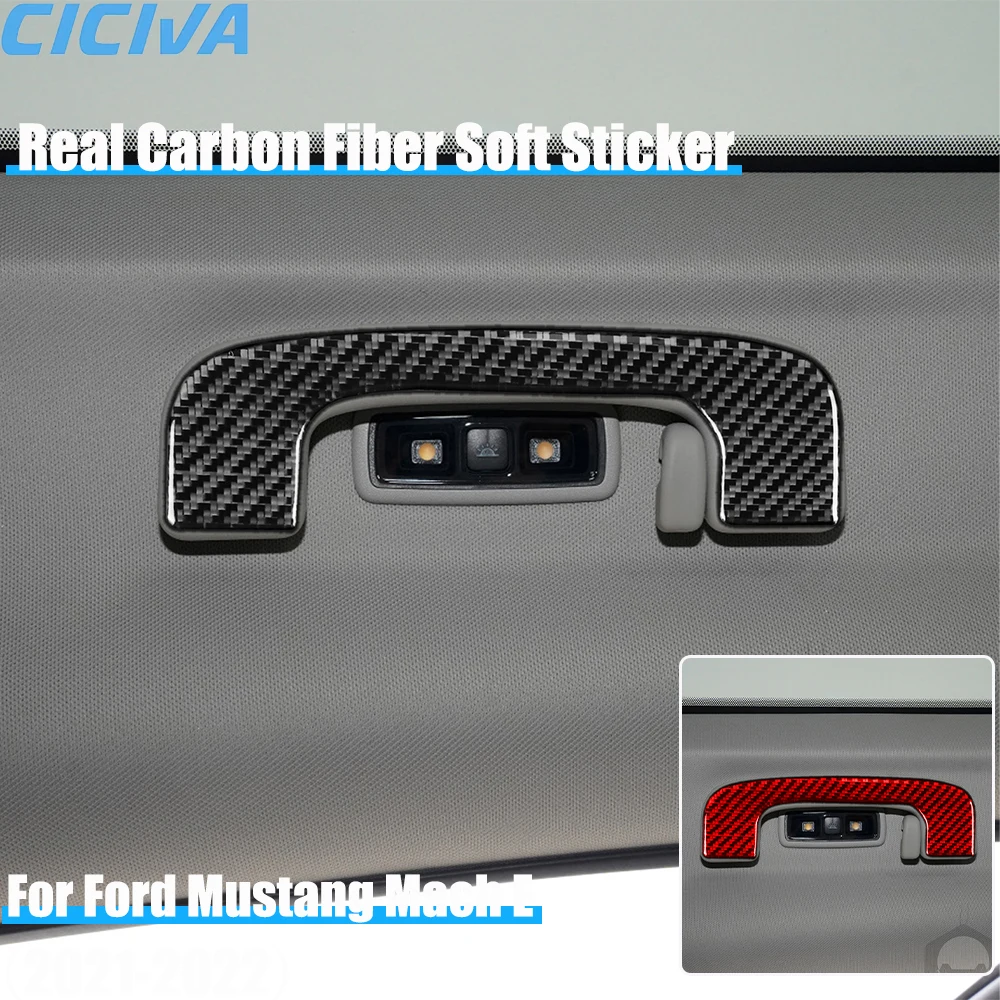 

Real Carbon Fiber Car Accessories Roof Handle Panel Decorative Trim Cover Soft Sticker For Ford Mustang Mach E 2021 2022