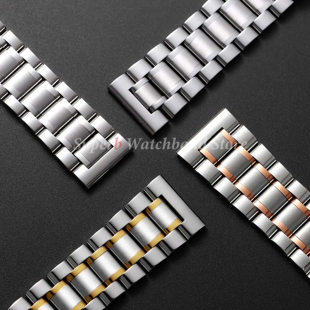 カーブエンドステンレススチール時計ストラップロンジン用ティソブレスレット 12/13/14/16/17/18/19/20/21/22/23/24 ミリメートルバタフライクラスプ