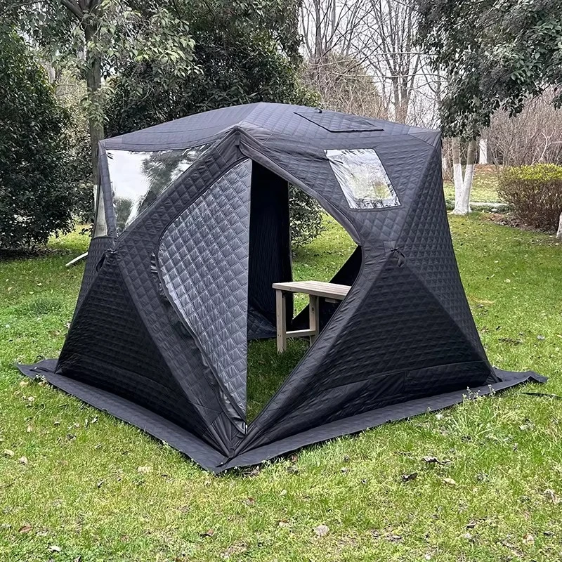 Insulated Ice Fishing Winter Camping Tent Outdoor Sauna Tent With Heating Stones 6 Person Sauna Tent
