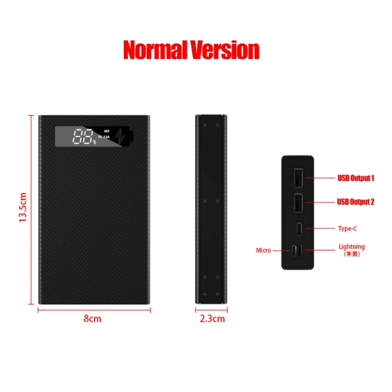 Detachable LCD Display DIY Power Bank Box 5x18650 Battery Charger Box QC 3.0 PD Battery Power Bank Shell Wireless Charging Box