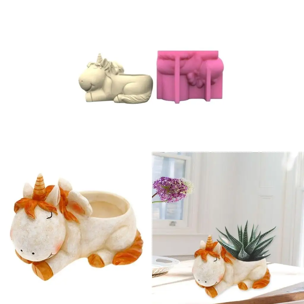 

Silicone Mold Flower Pots Planter Molds 3d Unicorns Storage Box Mould