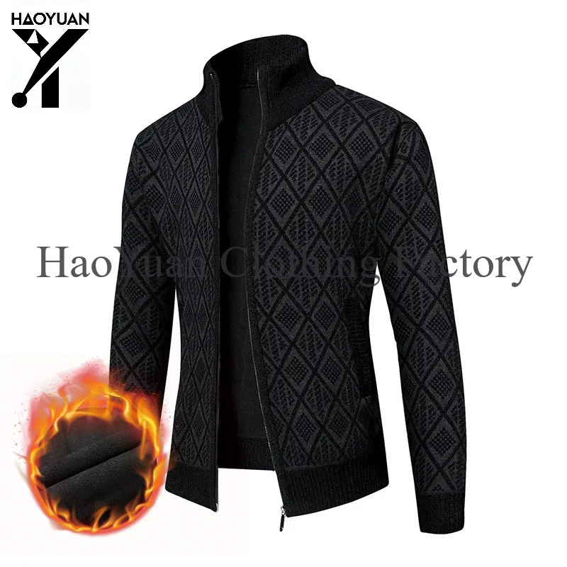 Top Quality Thick Velvet Zip Up New Brand Fashion Knit Cardigan Korean Sweater Casual Japanese Coats Jacket Mens Clothes 2026