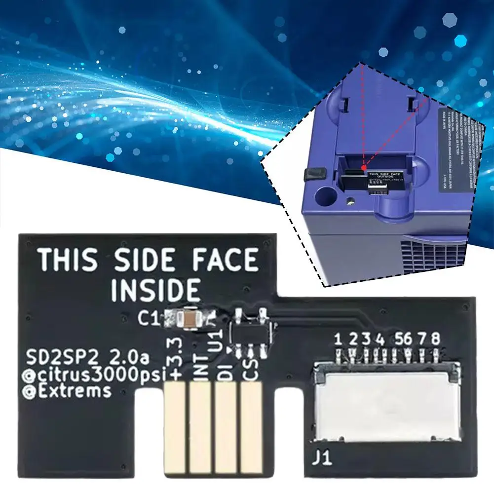 Para sd2sp2 v2.0 adaptador de cartão de substituição leitor de cartão para ngc sd2sp2 sdhload gamecube porta serial 2 suave fmv baixo uso cpu y8s0