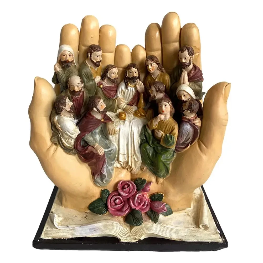 

Last Supper Scene Statue Hand-Held Christian Religious Resin Crafts Diy Religious Resin Jesus Dinner Desktop Decoration Props