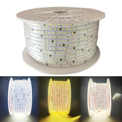 Tira de luces LED de 220V, cinta LED impermeable, blanca cálida, Flexible, con adhesivo, para habitación, 10M, 15M, 20M, 25M, 30M, 50M