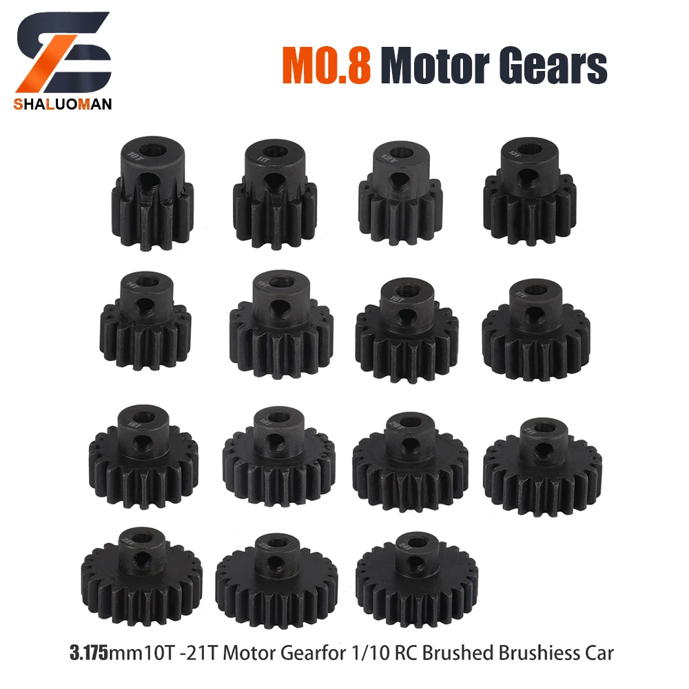 M2.5 0,8mm Metall ritzel aus gehärtetem Stahl 10t 11t 12t 13t 14t 15t 16t 17t 18t 19t 20t 21t Motor getriebe für 3,175 rc Auto