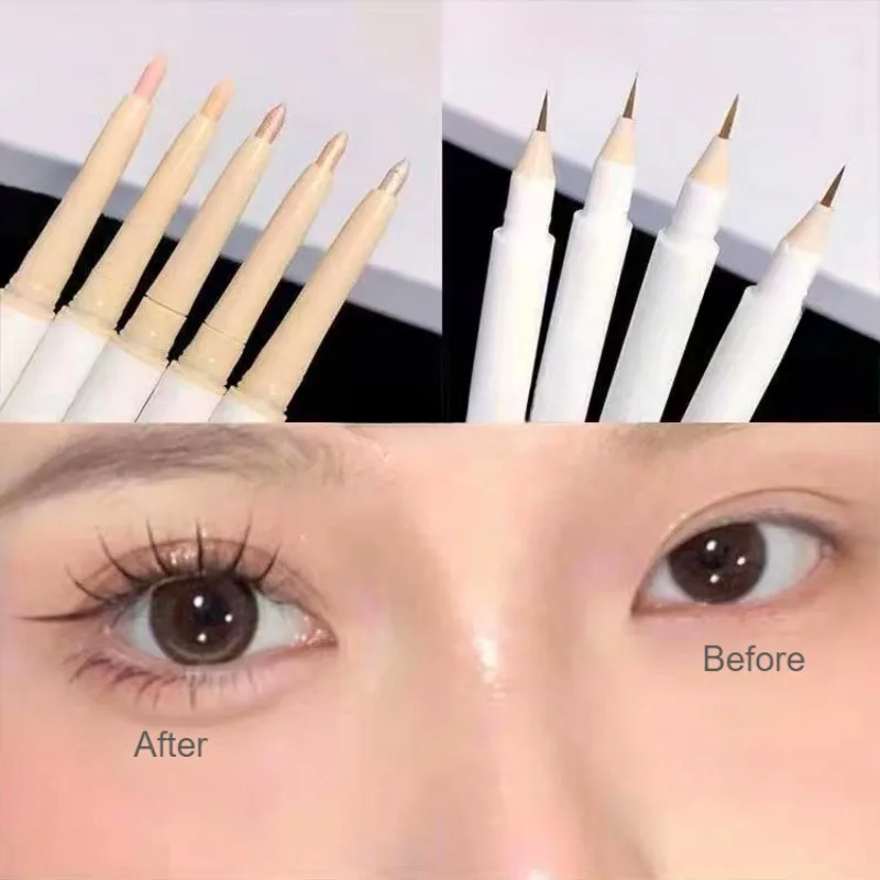 1Pc Double Heads Lying Silkworm Pen Matte Pearlescent Fine Flash Brightening Shadow Pens Outline Pen Under Eyelid To Pen Make Up