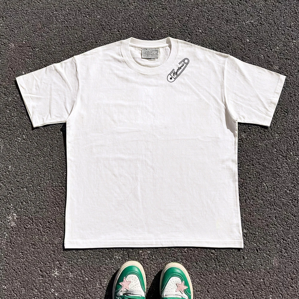 Couple Matching Short Sleeve T-Shirts Heavyweight Pin Design Simple Style Women's Fashion Summer Top Loose Fit Youth Trend