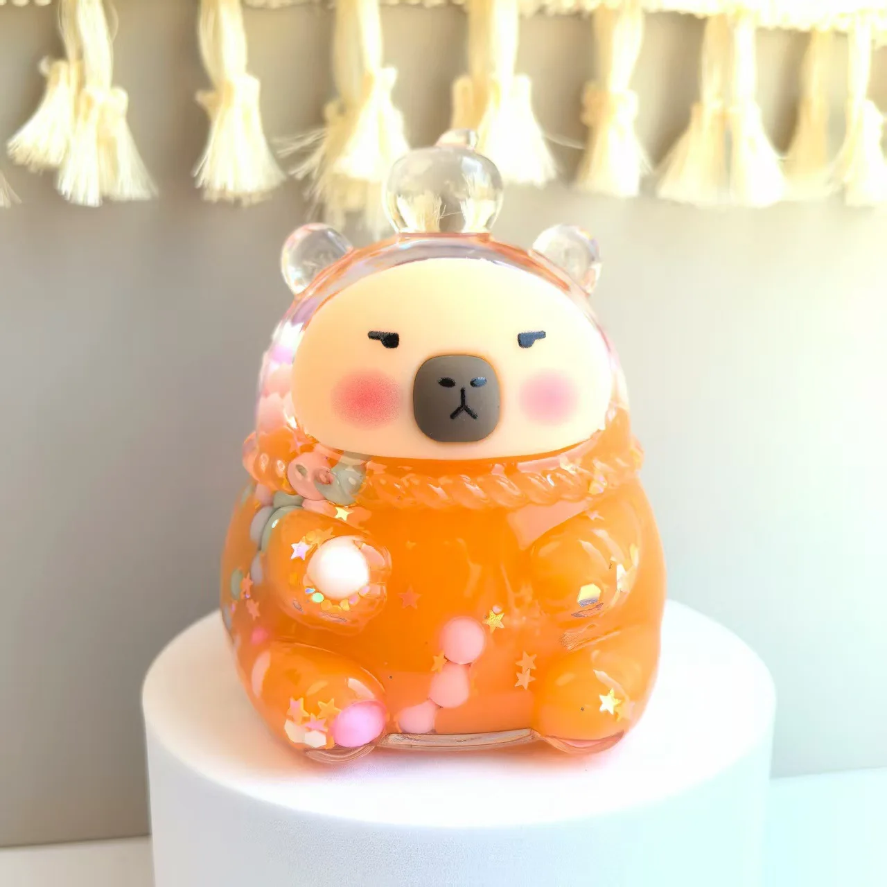 Nuevo Capibara en arena movediza al óleo, lindo mascota, dibujos animados, juego de marea, adornos de mesa, decoración de muñecas boutique