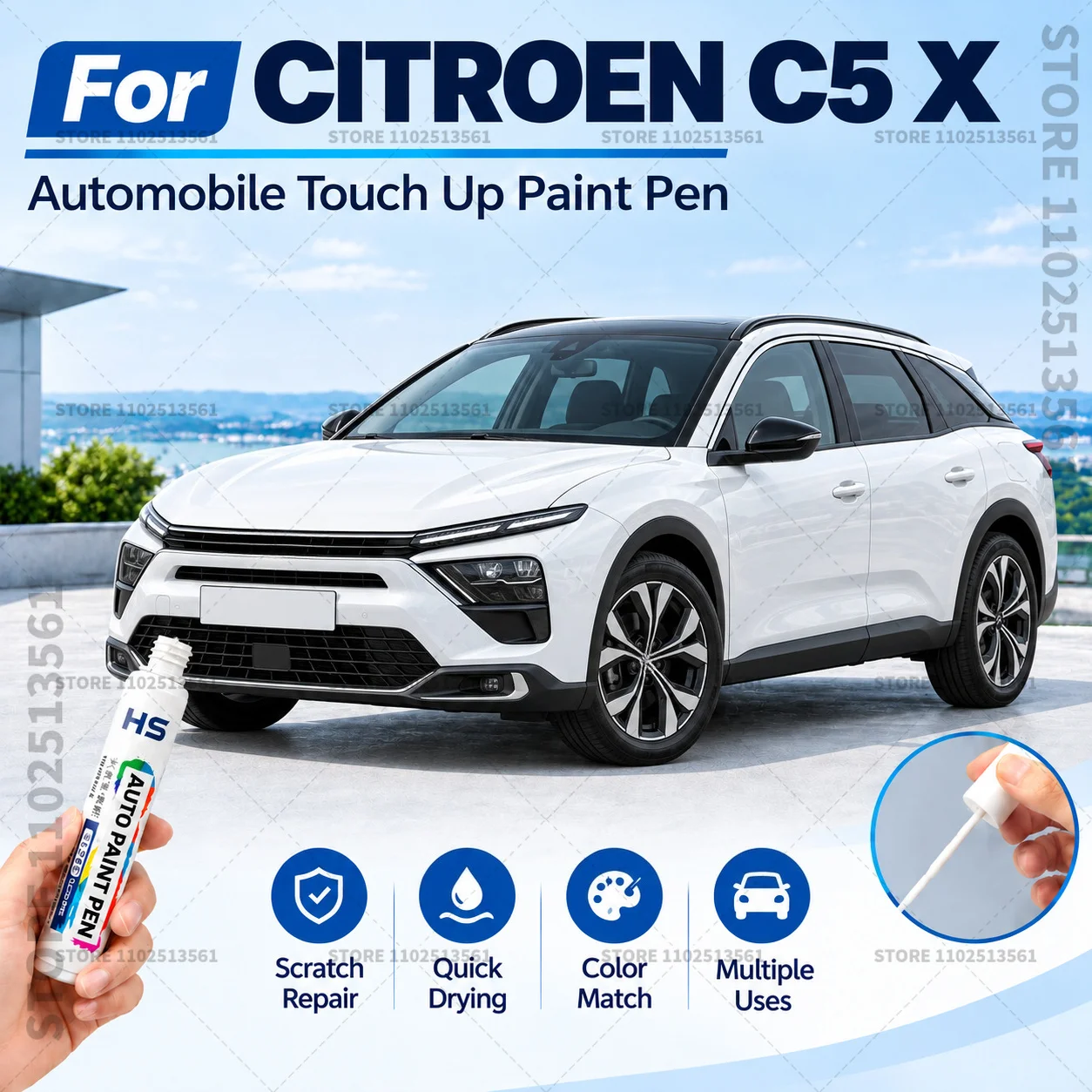 For Citroen C5 X Automotive Touch Up Paint Pen Scratch Repair Marker for Car Body Bumper Door Paint Restoration Accessories