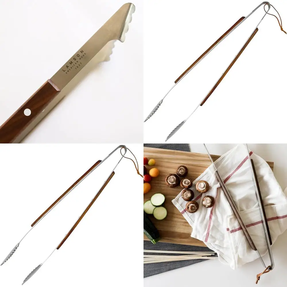 

Walnut-Handled Riveted BBQ Tongs - Premier Quality
