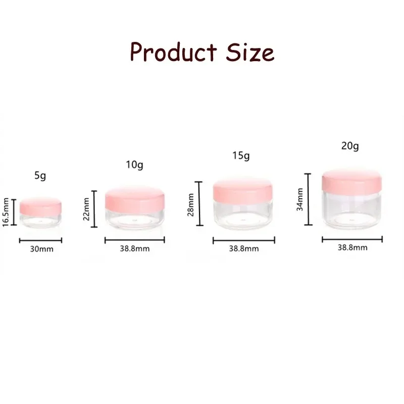50 Stück 5/10/15/20g Leere Cremebehälter Runde Plastik-Kosmetikbehälter Nachfüllbare Make-up-Probenbehälter für Creme und Lotion – Detail 2